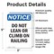 Signmission Do Not Lean Or Climb On Railing, 3.5 in W x Rectangle, Vinyl Decal OS-2PACK-NS-D-35-V-11293 - alternate 6